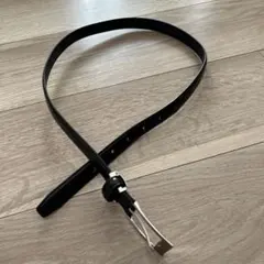 黒 レザー ベルト シルバー バックル