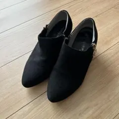 黒 スエード風 ポインテッドトゥブーツ