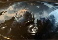 プレイマット　デスクマット　ラバーマット　夜　城　月　風景　鳥
