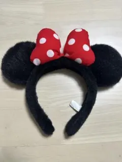 ミニーマウス カチューシャ 赤い水玉リボン