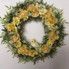 グリーンリース フラワーリース ナチュラルリース 小鳥のリース 玄関やお部屋