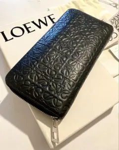 LOEWE ケース クッキー リピートアナグラム レザー ブラック LOEWE コインケース クッキー リピートアナグラム レザー
