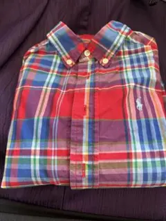 子供　ポロ チェック柄 長袖シャツ