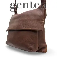 y2k genten ゲンテン　ショルダーバッグ　レザー　ロゴ型押し　ブラウン
