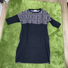 【milk tea】授乳対応ワンピース　黒　チェック