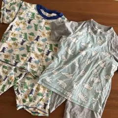 子供用パジャマ2種類セット　120サイズ　半袖半ズボン　恐竜　しろくま
