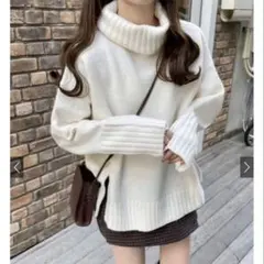 GRL）タートルネックスリットニットトップス[an841]