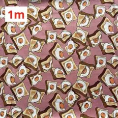 綿プリント ローン生地　目玉焼き　トースト　105㎝×1m 生地　ハギレ