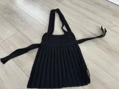 Samantha Thavasa ブラック ショルダーバッグ　ニット編み