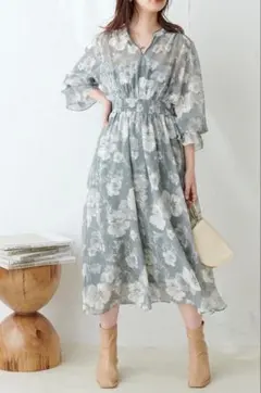 natural couture フラワージャガードプチハイパイピングワンピース