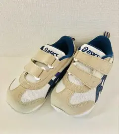 ASICS アシックス　ベージュ ネイビー キッズ　スニーカー　男の子　16cm