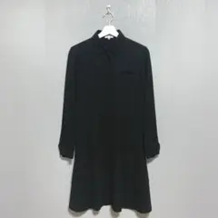 【LANVIN en Bleu】 (36) 膝丈長袖ワンピース フレア ブラック