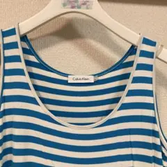 Calvin Klein ノースリーブトップス サイズ4 青と白のストライプ