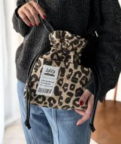 美品✨JaVaジャバ コラボ　2WAYミニ巾着コーデュロイショルダーバッグのサムネイル