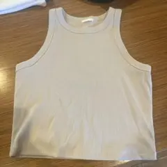 GU ベージュ リブタンクトップ