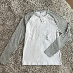 UNIQLO ソフトリブT/ラグラン　02ライトグレー サイズ　L