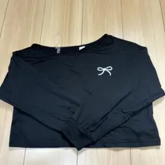 ブラック リボン長袖カットソー