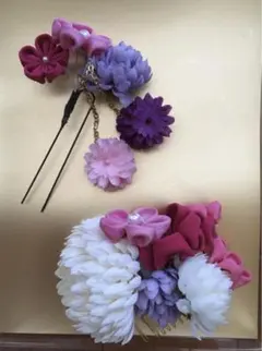 【美品】和装　髪飾り　花　ヘッドドレス　卒業式　結婚式　前撮り　成人式　七五三