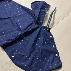 ネイビー ハートドット柄 レインポンチョ