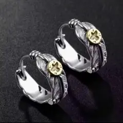 フェザー　ピアス　ゴールド　シルバー　アンティーク　ハワイアン