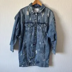 ザラ　ZARA ダメージ加工 デニムジャケット ライトブルー　Mサイズ