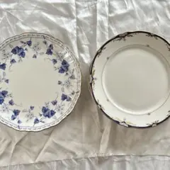 美品　ナルミ　青い花柄の皿 2柄4枚セット
