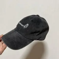 デニム素材　チャコールグレー　ベースボールキャップ　蝶