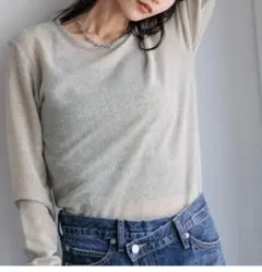 ローリーズファーム　ラメクルーロングスリーブ　アイボリー