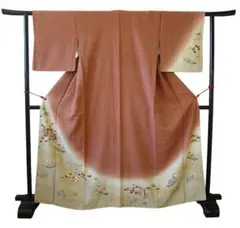 美品 縮緬地 金彩加工染 附下げ・訪問着（正絹）仕立上り＜HH2334＞