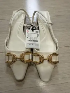 ZARA ホワイト ポインテッドトゥミュール36.23.5ユニクロ、ジーユー