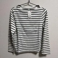 UNIQLO ボートネックTシャツ M オフホワイト ストライプ