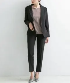 洗えるストレッチアンクル丈パンツスーツ２点set ( XL )