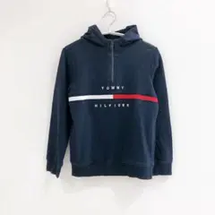 【美品】トミーヒルフィガー ハーフジップ　パーカー　プルオーバー　ネイビー