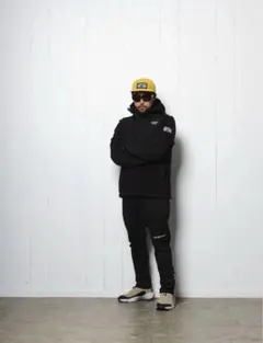 CAPTAINS HELM◆フリースジャケット/L/ブラック/キャプテンズヘルム/アメカジ/プルオーバー/カンガルーポケット/ CAPTAINS HELM ⁄ BOA FLEECE HOODED JACKET