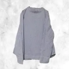 良品計画　無印良品　長袖シャツ　ブラウス　ストライプ　M 春　綿100%