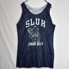 SLUH メッシュ タンクトップ ノースリーブ ビリケン 紺 銀 ポリエステルのサムネイル