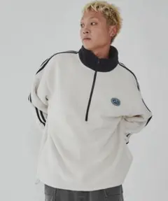 【即購入可】WEGOフリース　ワンポイントハーフZIPプルオーバー L
