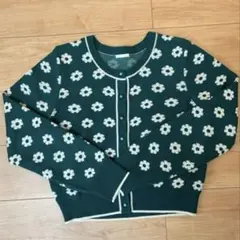 【GU ほぼ未使用】花柄 グリーン カーディガン Lサイズ