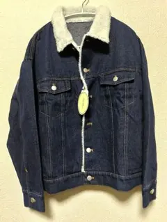 プチフルール Ｍ インディゴ ブルー デニム ジャケット ボア付き 新品 未使用