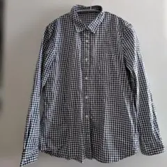 GU ジーユ ギンガムチェックシャツ黒のサムネイル