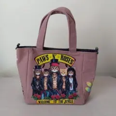 猫デザインデニムハンドメイドバッグ