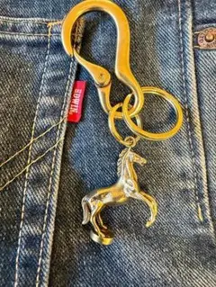真鍮 　 馬 フック型 キーホルダー　 2リング
