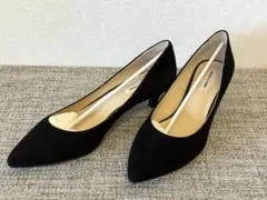★秋先取りSALE★ 【美品】本革 黒スエードパンプス 24.5cm