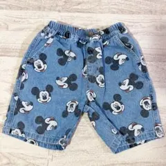 バースデイ♡ミッキーマウス 総柄 デニムハーフパンツ 【110】キッズ ベビー