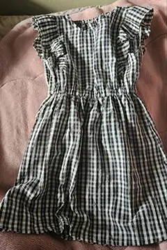 チェック柄フリル袖ワンピース 130
