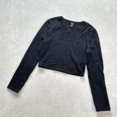 Dazy〔M〕ピタっと！ショート丈 長袖カットソー ヘソ出し ダンス 韓国 黒