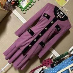 レトロ古着 fennel バブリー✧ 紫×黒 セットアップ ヴィンテージ 古着