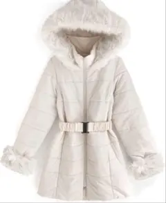 ホワイト フード付き ダウンジャケット