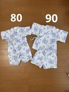 プティマイン 甚平 姉妹 女の子 お揃い あじさい柄 90 80 夏祭り