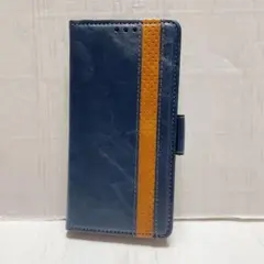 手帳型 iPhone13 ケース ネイビー ストライプ